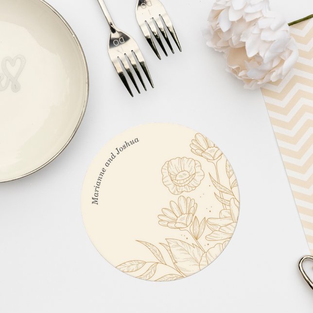Elegant Neutral Floral Wedding Coaster (Creator Uploaded)