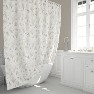 Elegant Neutral Gold Grey Dried Flowers And Grass Shower Curtain