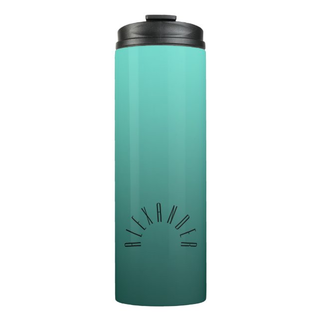 Elegant Neutral Gradient Teal with Custom Name Thermal Tumbler (Front)