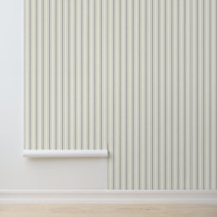 Elegant Neutral Grey White French Stripes Wallpaper