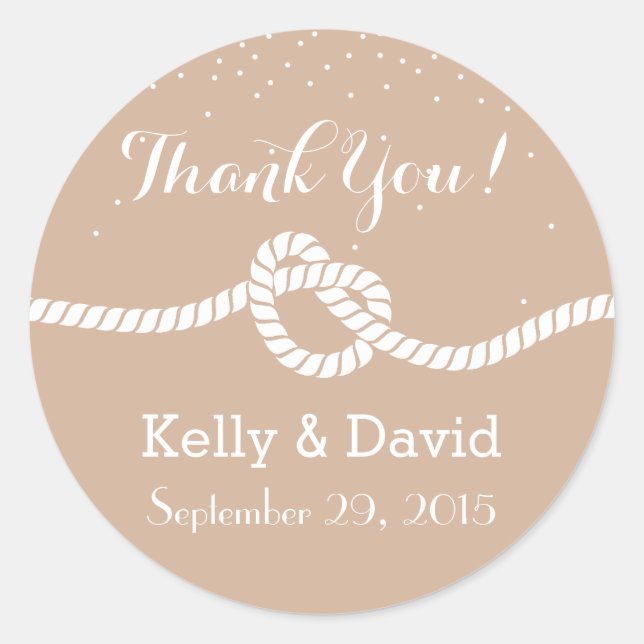 Elegant Neutral Knot Wedding Favour Stickers (Front)