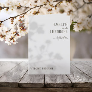 Elegant Neutral Line Art Flower Wedding Program