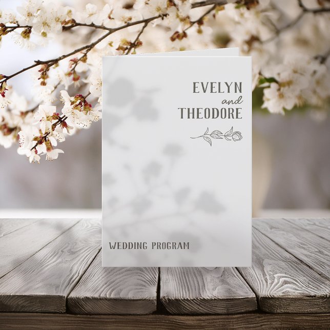 Elegant Neutral Line Art Flower Wedding Program (Creator Uploaded)