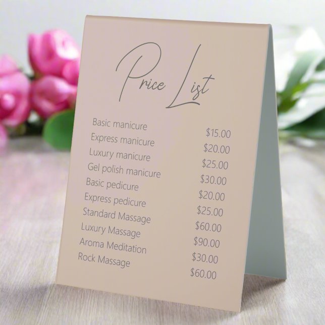 Elegant Neutral Manicurist Price List Service (Creator Uploaded)