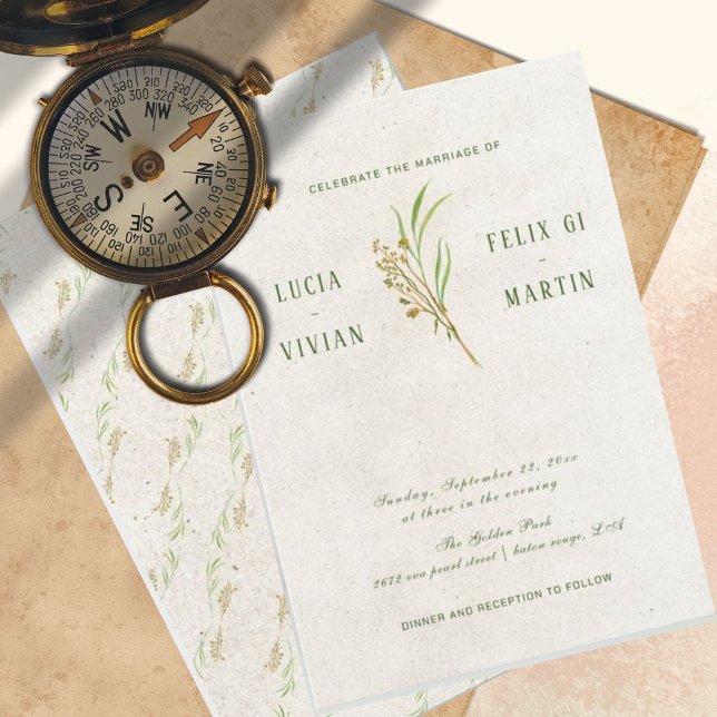 Elegant Neutral ochre Cream Green Rustic  Invitation (Creator Uploaded)