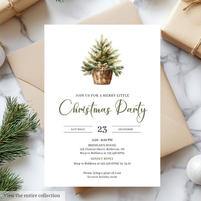 Elegant Neutral Sage Light Brown Christmas Party Invitation (Elegant Neutral Sage Light Brown Christmas Party)