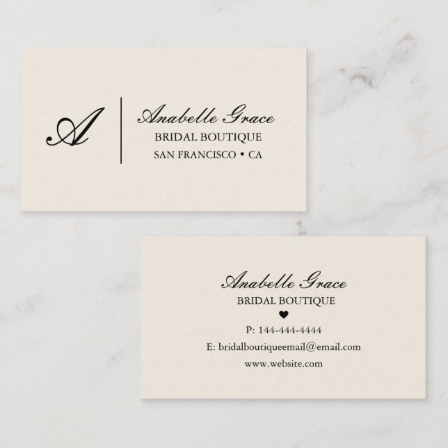 Elegant Neutral Script Bridal Business Card (Front/Back)