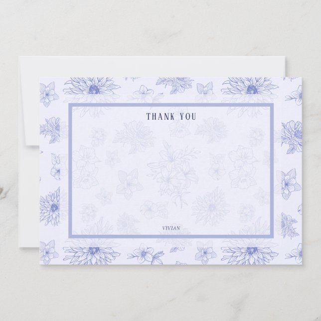 Elegant Neutral Shadow Floral Blank Thank You Card (Front)