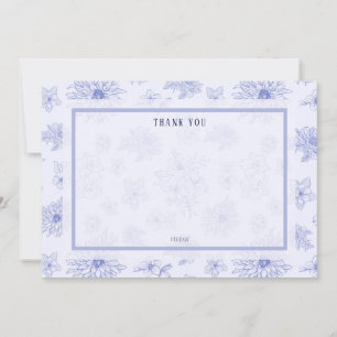 Elegant Neutral Shadow Floral Blank Thank You Card