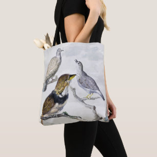 Elegant Neutral Tone Birds on Branch Art Tote Bag