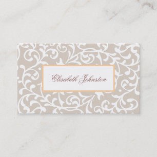 Elegant Neutral Tone Damask Feminine Floral Business Card