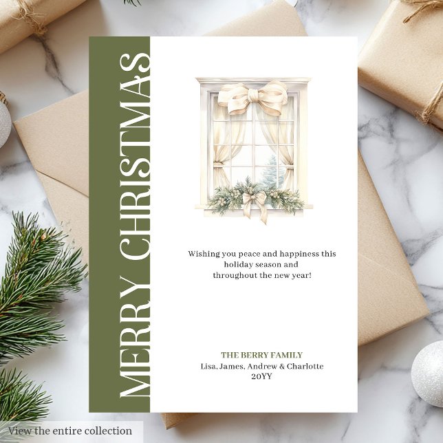 Elegant Neutral Tones Minimalist Window Christmas Holiday Card (Elegant Neutral Tones Minimalist Window Christmas Holiday Card)