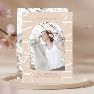 Elegant Neutral Two Photo Graduation Announcement