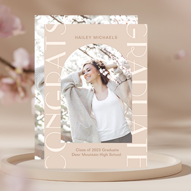 Elegant Neutral Two Photo Graduation Announcement (Creator Uploaded)
