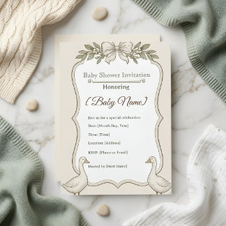 elegant neutral vintage baby shower inv invitation