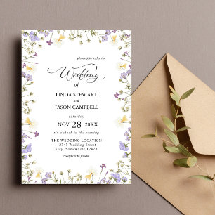 Elegant Neutral Watercolor Floral Wedding Invitation