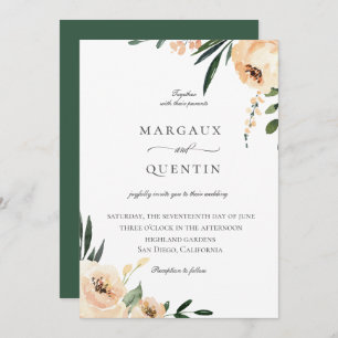 Elegant Neutral Watercolor Floral Wedding Invitation