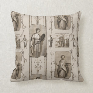 Elegant Neutrals Sepia Toile de Jouy Classical  Cushion