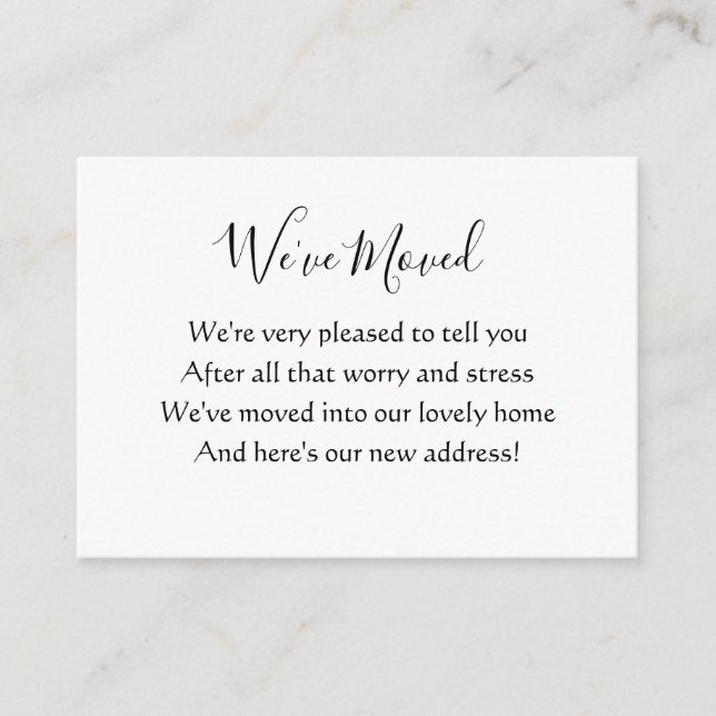 Elegant New Address Moving House Enclosure Card (Front)