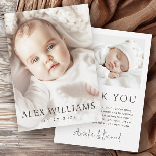 Elegant new baby announcement photo thank you card