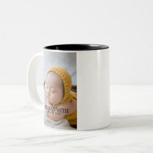 Elegant new baby announcement Two-Tone coffee mug