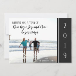 Elegant New Year 2019 Family Picture Holiday Card