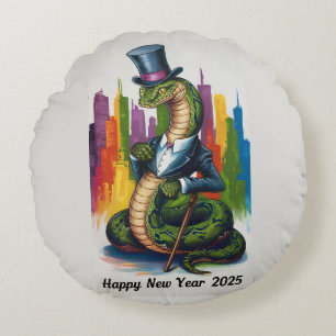 Elegant New Year 2025 Card for Business Profession Round Cushion