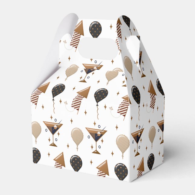 Elegant New Year Celebration Party Pattern Favour Box (Front Side)