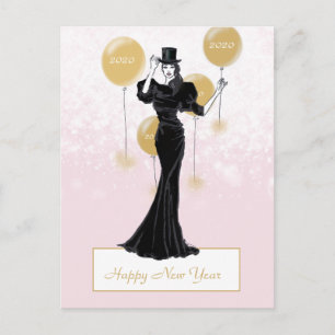Elegant New Year Fashion Illustration Postcard
