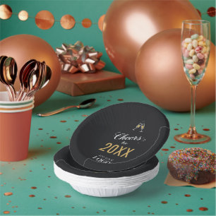 Elegant New Year Party Business Logo Black & Gold Paper Plate