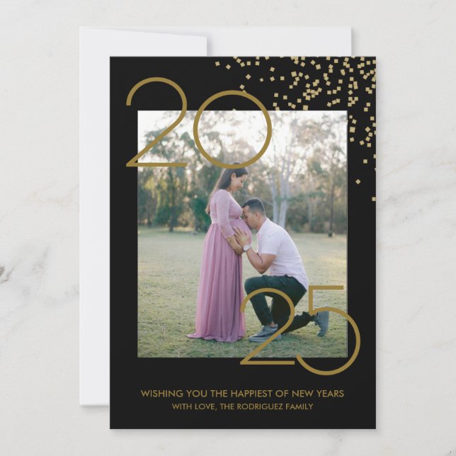 Elegant New Year's Card, Photo Holiday Card (Front)