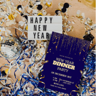 Elegant New Year's Eve Dinner Party Invitation