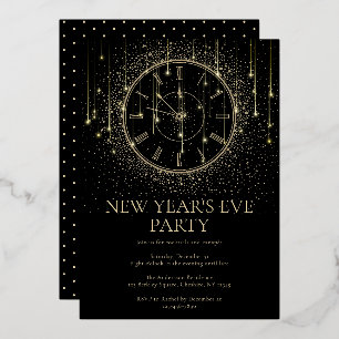 Elegant New Year's Eve Party Foil Invitation