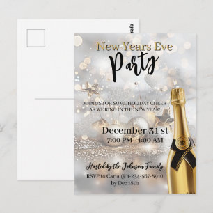 Elegant New Year's Eve Party Invitation Postcard