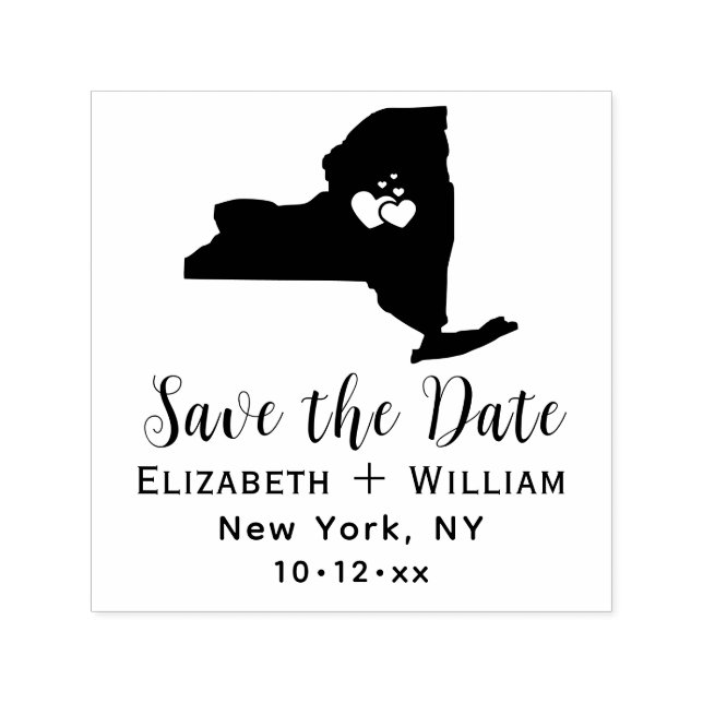 Elegant New York State Map Wedding Save the Date Self-inking Stamp (Design)