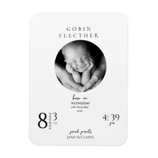 Elegant Newborn Details and Photo Birth Magnet