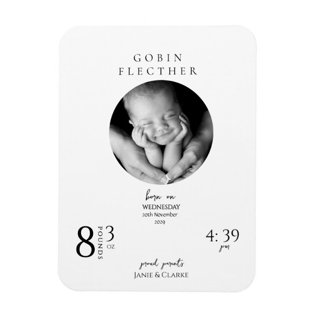 Elegant Newborn Details and Photo Birth  Magnet (Vertical)