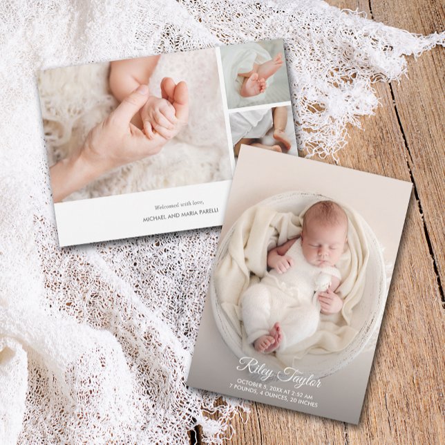 Elegant Newborn Photo Collage Birth Announcement (Elegant Newborn Photo Collage Birth Announcements PRINTED & INSTANT DOWNLOAD)