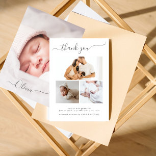Elegant Newborn Photo Collage Birth Announcements