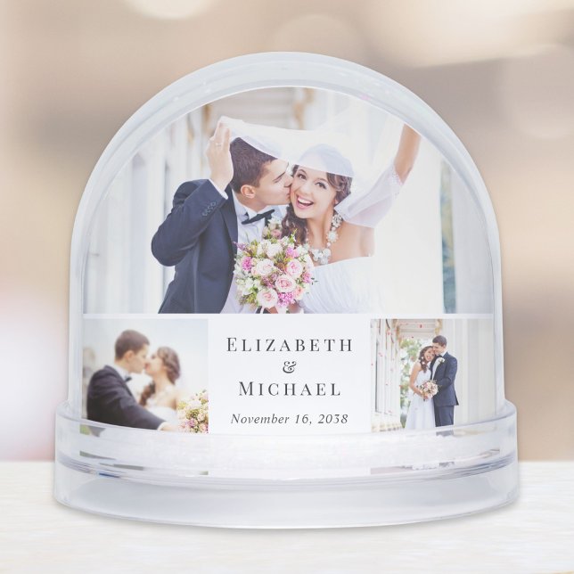 Elegant Newlywed Photo Collage Snowglobe (Creator Uploaded)