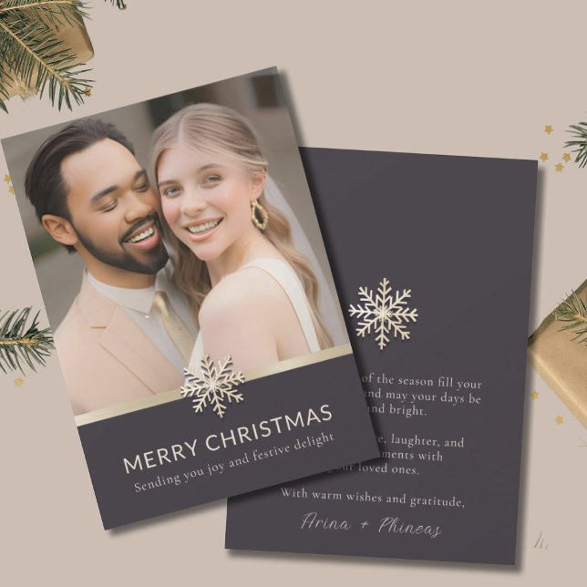Elegant Newlyweds First Christmas Flat Card (Creator Uploaded)