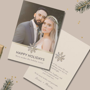 Elegant Newlyweds' First Holiday Photo Card
