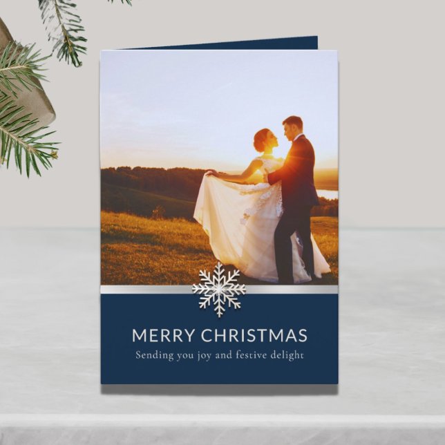 Elegant Newlyweds' Merry Christmas Folded Card (Creator Uploaded)