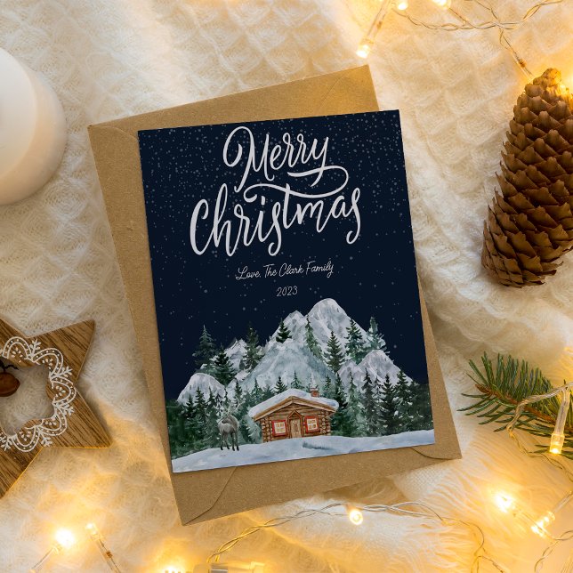 Elegant Night and Snow Christmas Flat Holiday Card (Creator Uploaded)