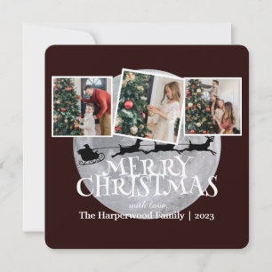 Elegant Night Joy Christmas Family Photo Collage Holiday Card