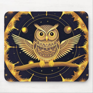 Elegant Night Owl Illustration Mouse Pad