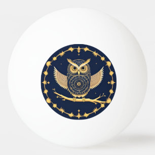 Elegant Night Owl Illustration Ping Pong Ball