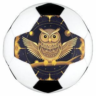 Elegant Night Owl Illustration Soccer Ball