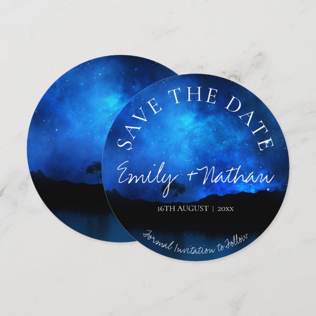Elegant Night Sky Under The Stars Starry Wedding Save The Date (Front/Back)