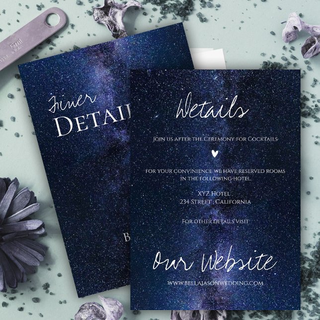 Elegant  Night Sky Under The Stars Wedding Details Enclosure Card (Elegant Night Sky Under The Stars Wedding Details Enclosure Card)